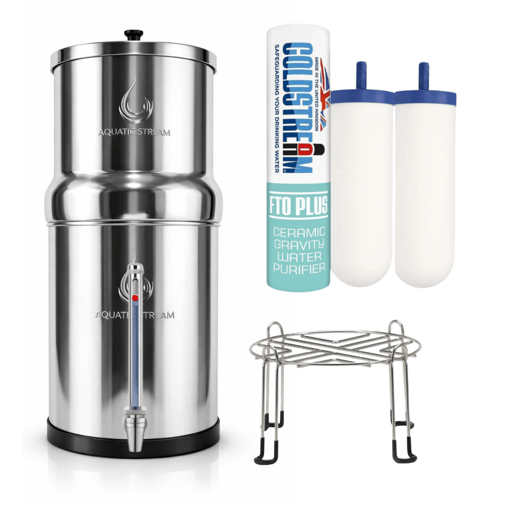 Seau Filtration Eau Gravité Lixada 2,38 Gallons - Acier Inoxydable Avec 2 Filtres