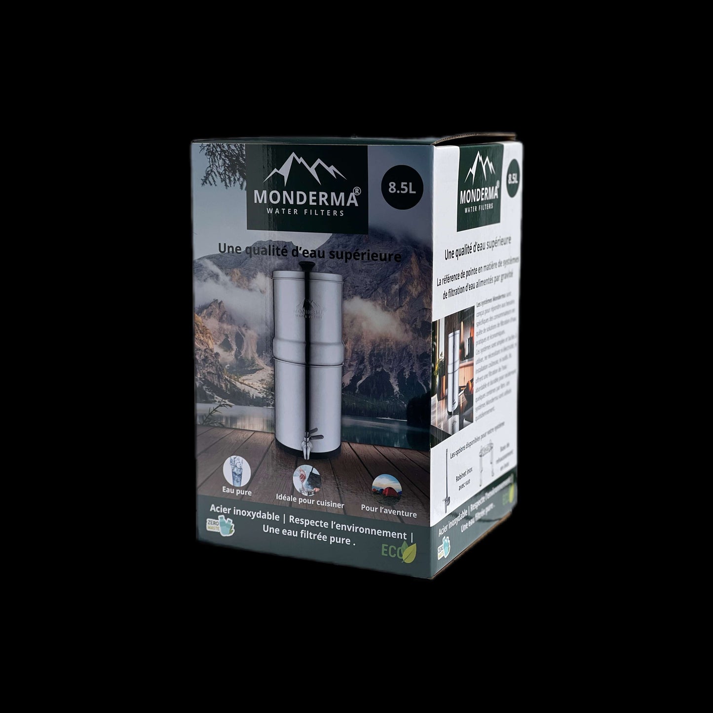 Monderma Wasserfilter Monderma Brunnen Monderma Großer 8,5-Liter-Wasserbrunnen – 2 Kartuschen Schwarze Filter