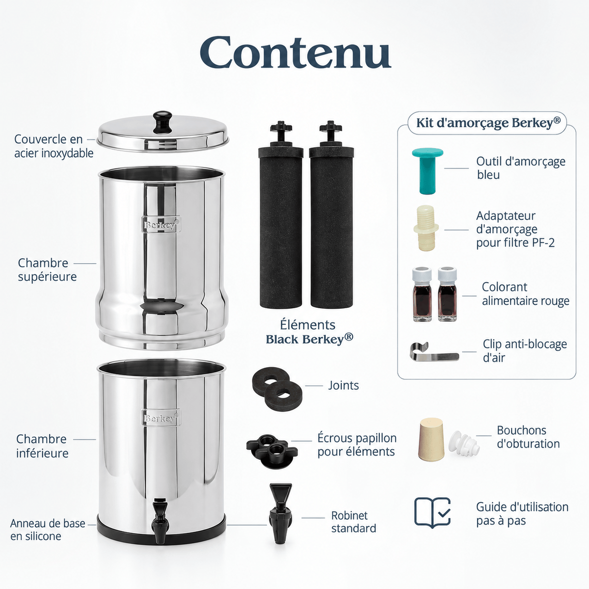Fontaine berkey filtration Royal Berkey® 12.3 litres - 2 filtres Black Berkey® - Ref RB4X2-BB Berkey