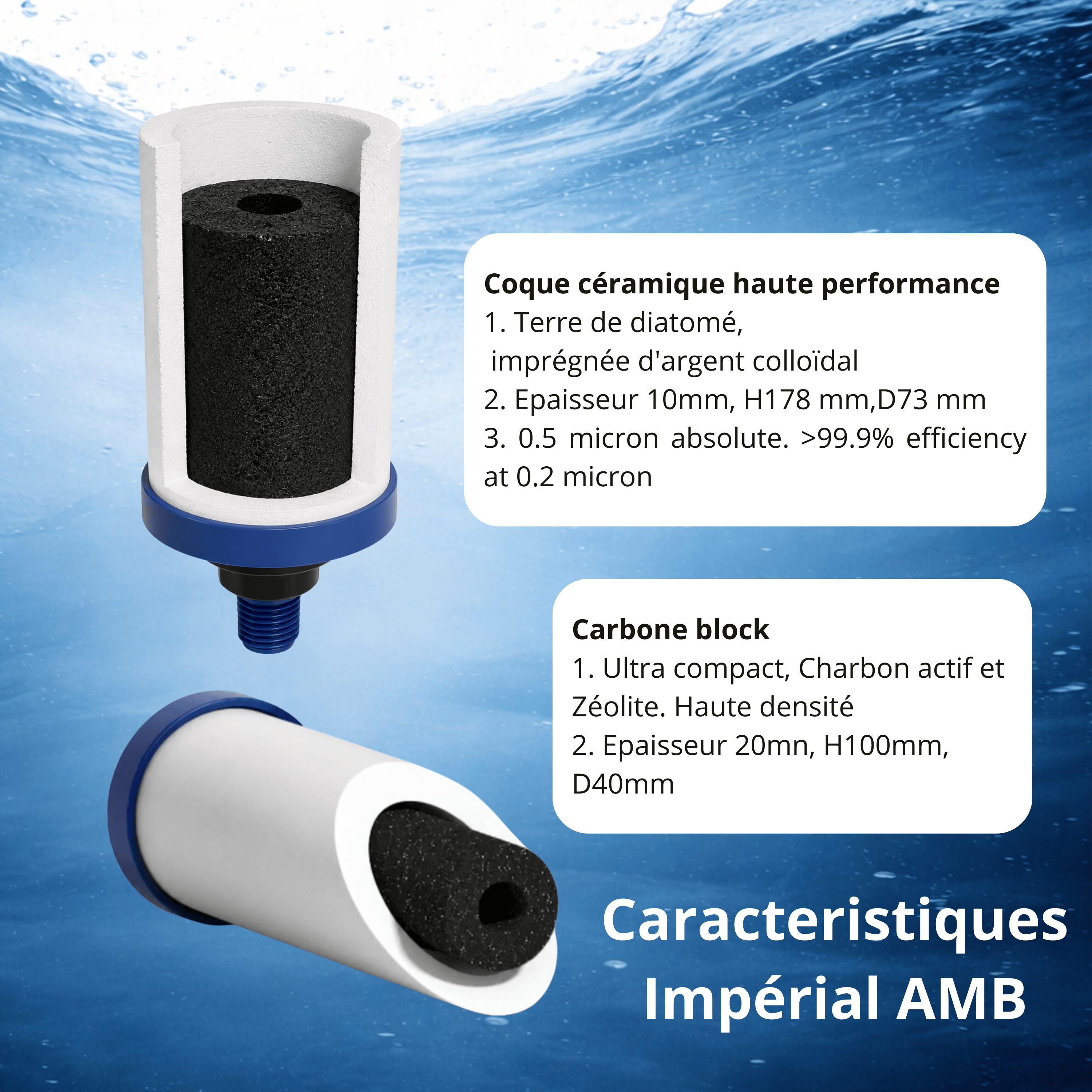 Monderma Fontana con filtro a gravità Monderma Fontaine Grande 8,5 L in acciaio inossidabile |BEP| - 2 filtri AMB imperiali | 12 mesi di filtrazione