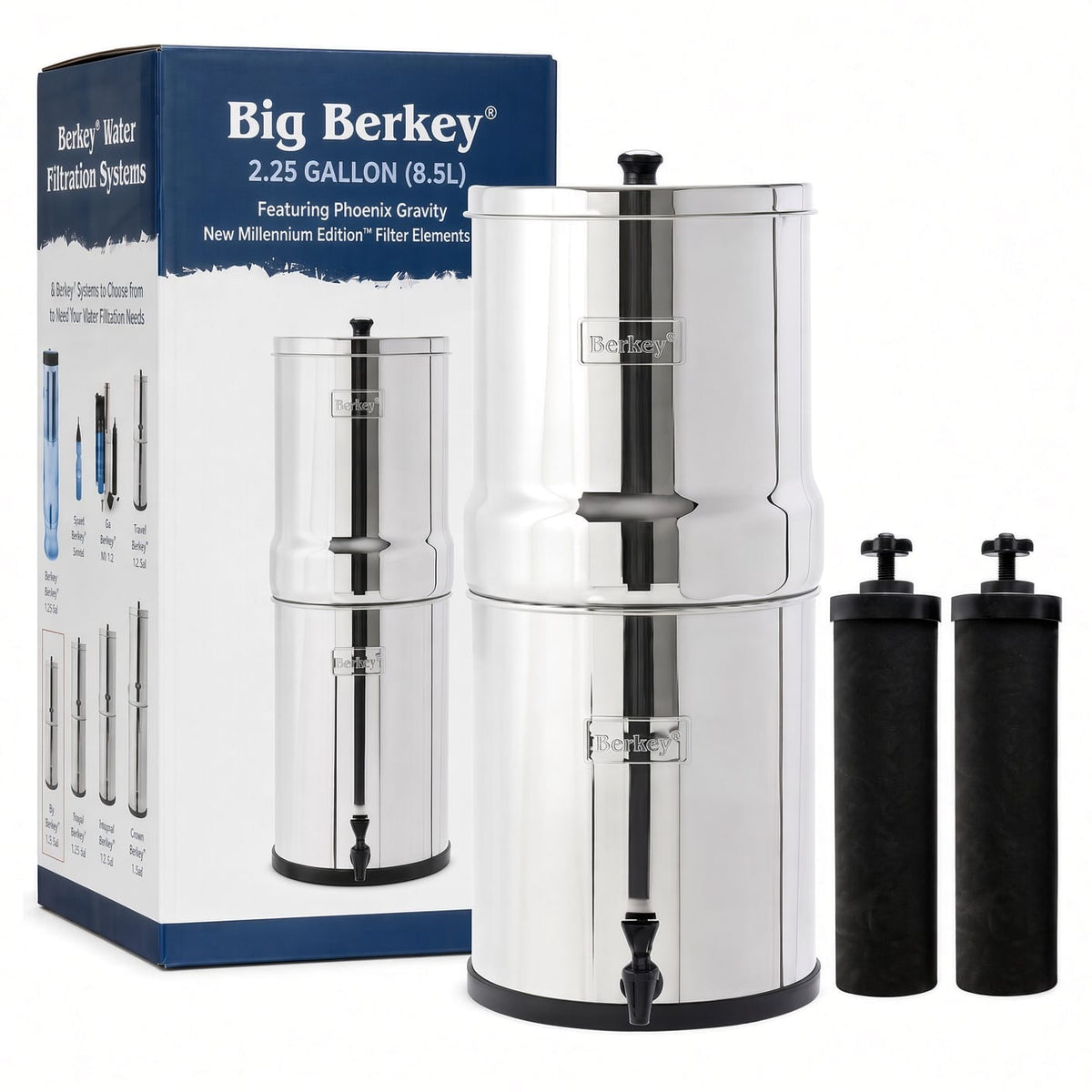 Fontaine berkey filtration Big Berkey® équipé de 2 filtres Phoenix Gravity New Millennium Edition™ Elements 12 mois Berkey