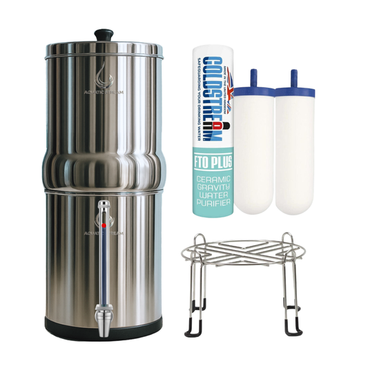 Aquaticstream fontaine à gravité Aquaticstream 8.5L Gravity Filtration système - inclus filtres 2 FTO+, 1 base inox, 1 robinet avec vue