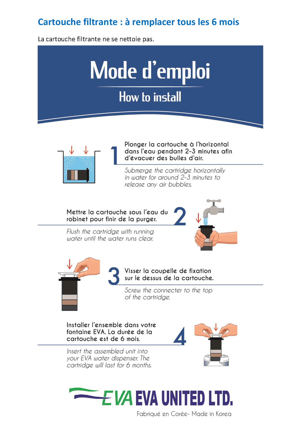 EVA UNITED LTD Pack promo filtration Cartouches filtrantes ultimate - Lot de 6 - Fontaine Eva