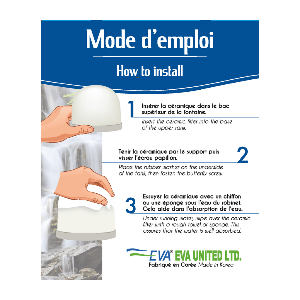 EVA UNITED LTD Pack promo filtration Céramique filtrante classique - lot de 2 - fontaine a eau EVA