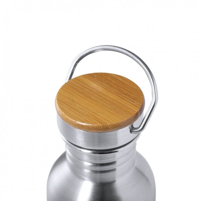 fontaine a gravite gourde inox Bouteille inox 800ml - Bouchon en bambou,  poignée de transport