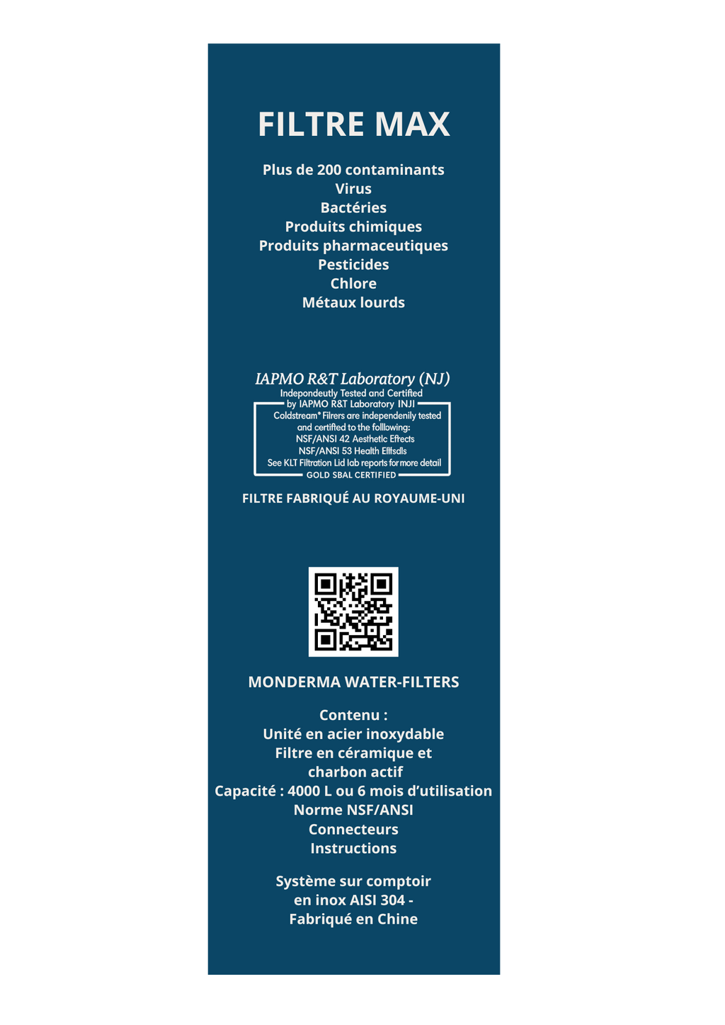 Filtri per l'acqua Monderma filtrazione da banco monderma Monderma – Filtrazione da banco con cartuccia Coldstream CTO MAX