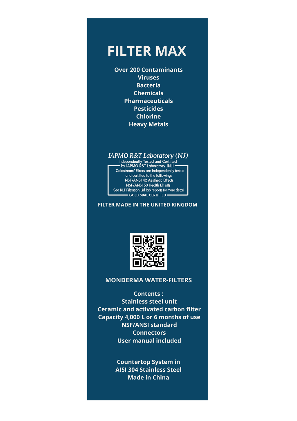 Filtri per l'acqua Monderma filtrazione da banco monderma Monderma – Filtrazione da banco con cartuccia Coldstream CTO MAX