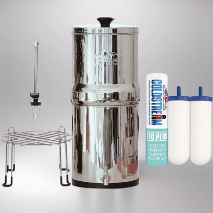 Monderma water filters fontaine à gravité Fontaine à eau Monderma Max Big 8.5L - inclus 2 filtres FTO+, 1 base inox, 1 robinet avec vue