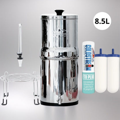 Monderma water filters fontaine à gravité Fontaine à eau Monderma Max Big 8.5L - inclus 2 filtres FTO+, 1 base inox, 1 robinet avec vue