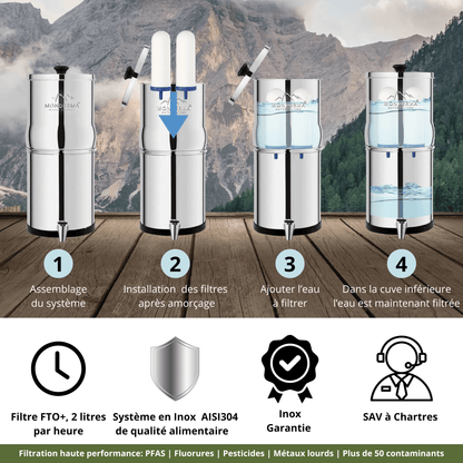 Monderma water filters fontaine monderma Fontaine Monderma Big 8.5L - 2 cartouches filtrantes FTO+, robinet inox