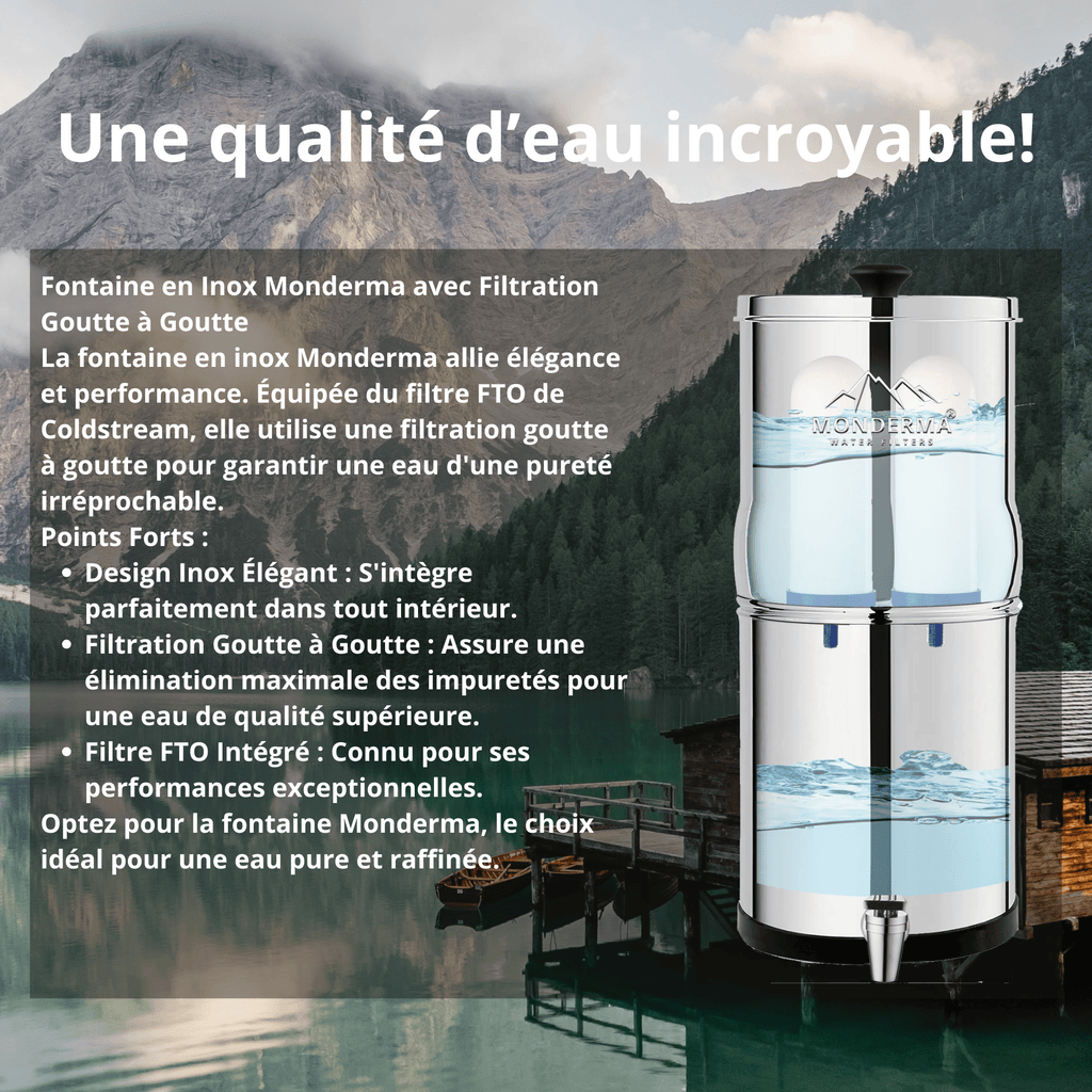 Monderma water filters monderma fountain Fontaine Monderma Big 8.5L - 2 FTO+ filter cartridges, stainless steel tap