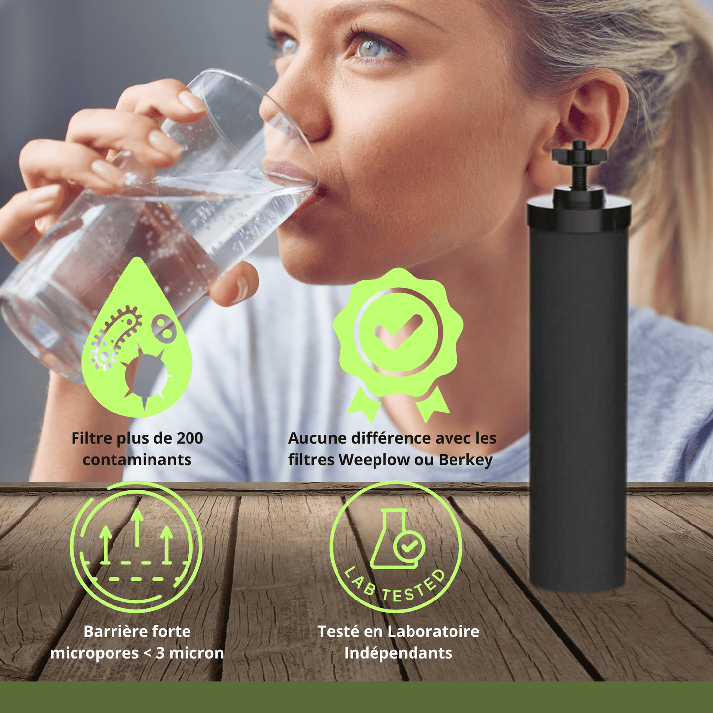 Monderma water filters Monderma éléments de filtration Monderma Black filters - cartouche filtration MD-black-filter-2, 12 mois, compatibles berkey