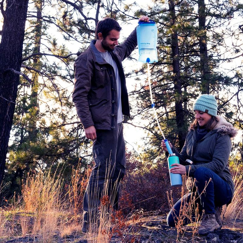 Monderma waterfilters Filtration randonnée et voyage Filtre à Eau par Gravité 3L – Membrane Solutions | 0,1 Micron | Purificateur Portable avec Sangle & Sac – Camping, Survie, Urgence