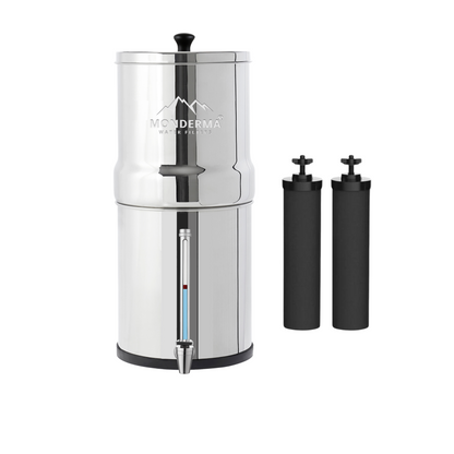Monderma waterfilters fontaine à gravité Monderma Big 8.5L - purificateur d'eau, inclus 2 filtres black filters, 1 robinet avec vue