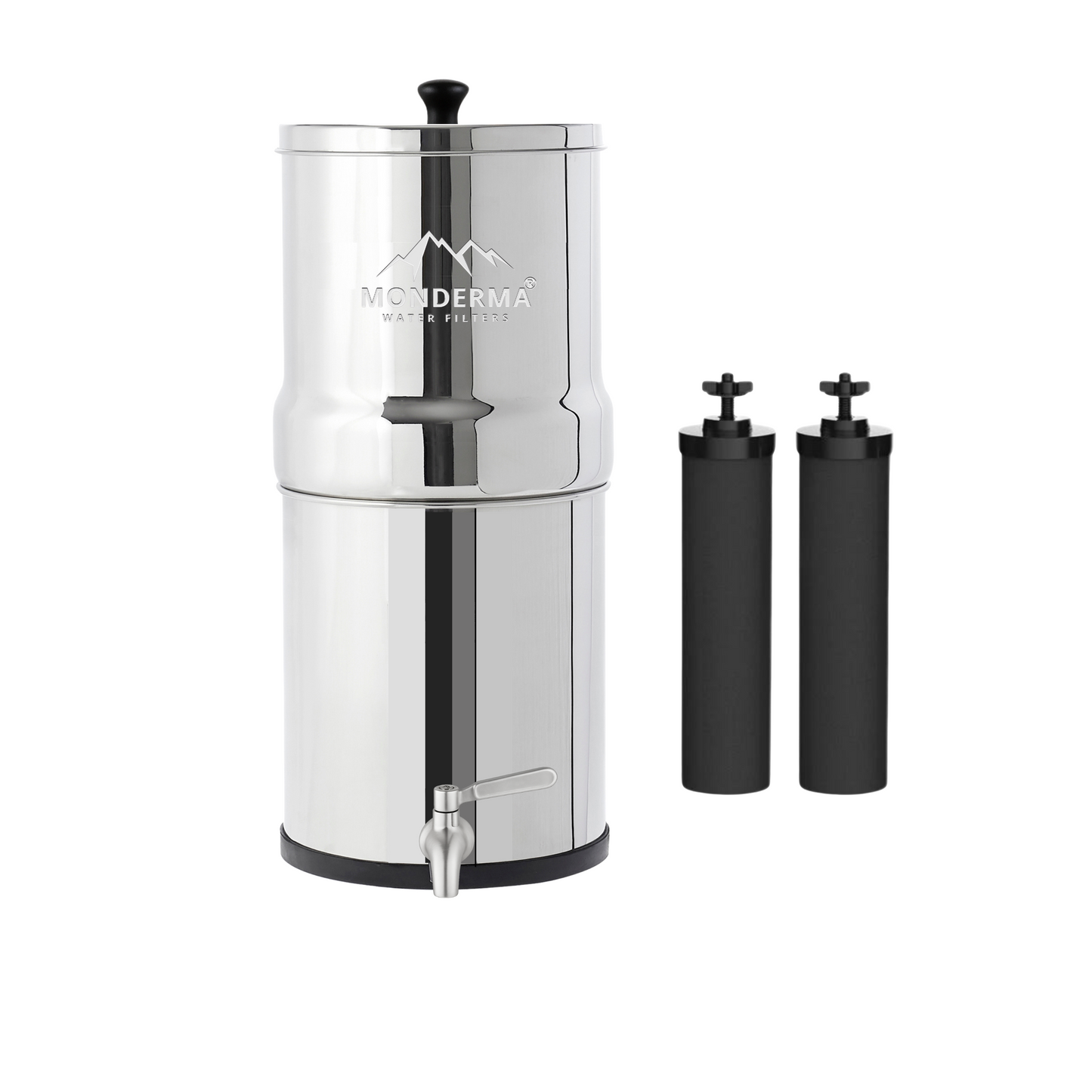 Monderma waterfilters fontaine monderma Monderma Big 8.5L - purificateur d'eau - inclus 2 Black filters, robinet 100% inox