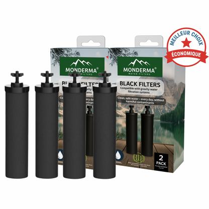 Monderma waterfilters Monderma éléments de filtration Monderma Black filters - 4 cartouches filtration, 24 mois, compatibles berkey, berkefeld, Monderma