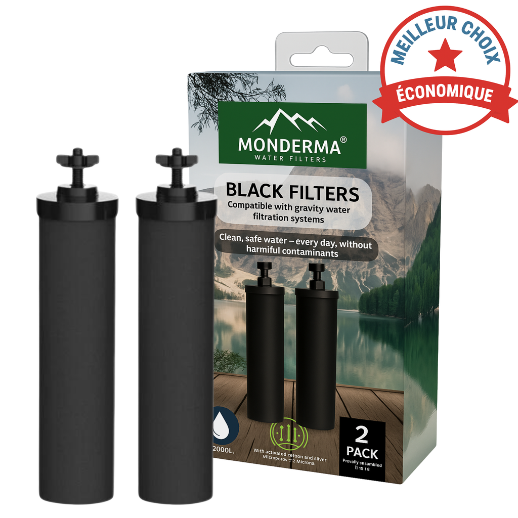 Monderma waterfilters Monderma éléments de filtration Monderma Black filters - cartouche filtration MD-black-filter-2, 12 mois, compatibles berkey