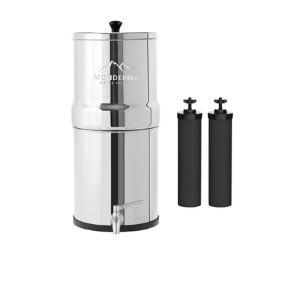 Monderma Travel 5.6 liters - water purifier, includes 2 Black filters, 1 stainless steel tap