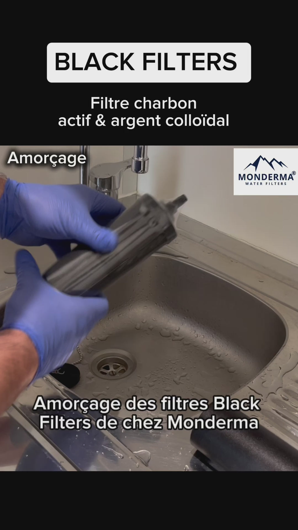 Monderma Big 8,5L - depuratore d'acqua - inclusi 2 filtri neri, rubinetto in acciaio inossidabile al 100%.