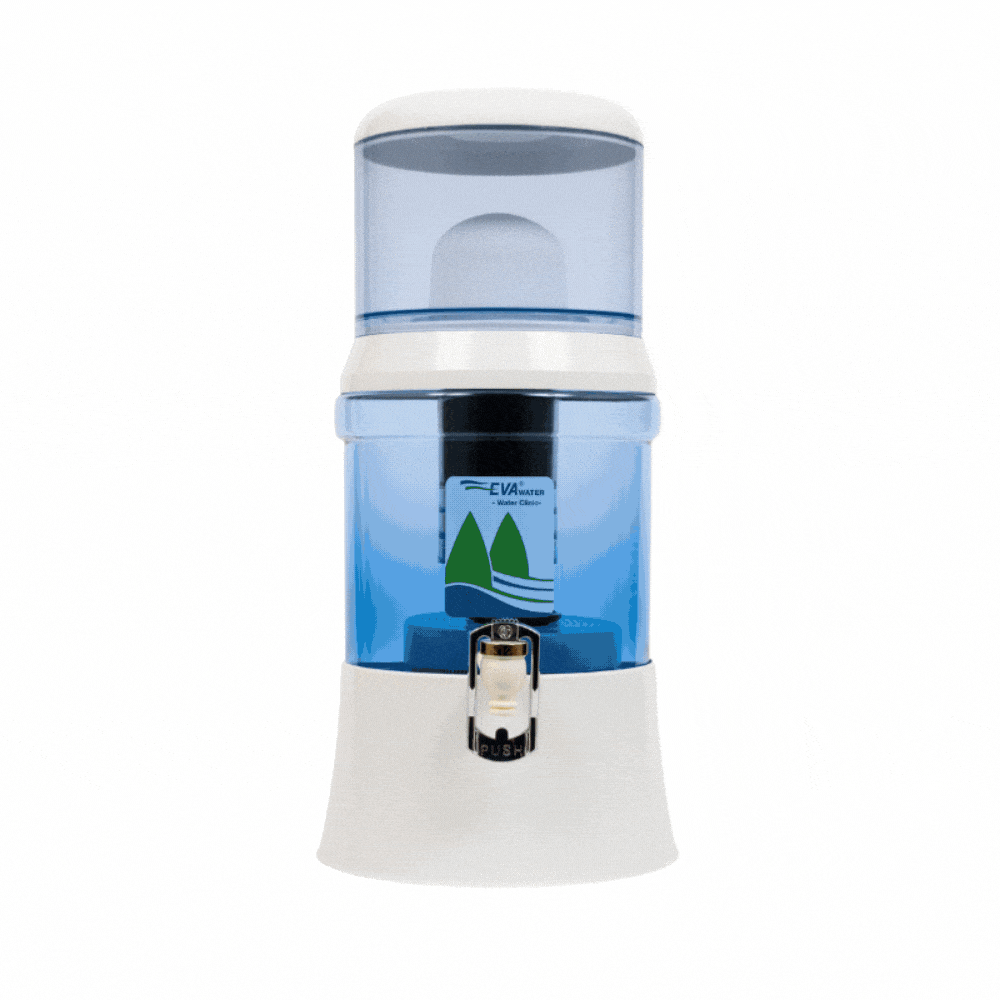 EVA UNITED LTD Fuente de agua Duo Fontaine EVA bep - tanque de vidrio, 7 litros + tapa amarilla